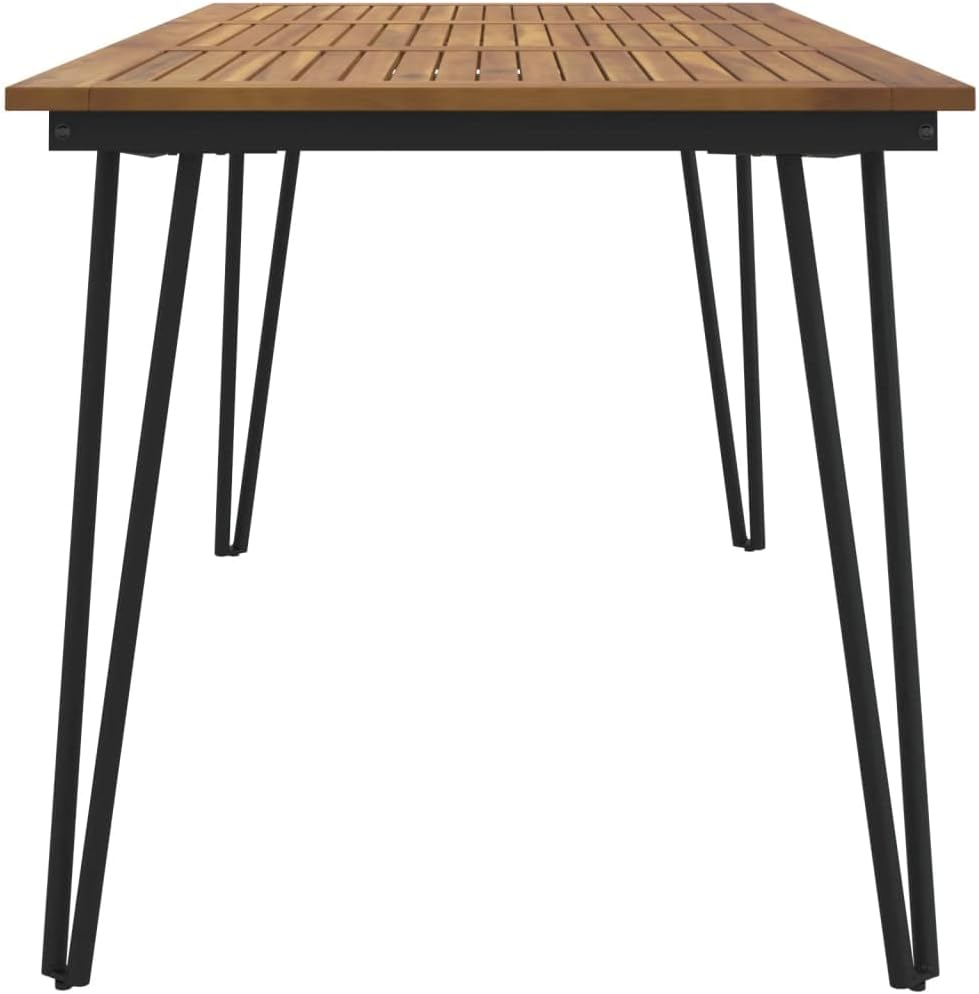 Garden Table Acacia Wood Brown Solid Acacia Wood, Powder-Coated Metal Patio Table Coffee Tables for Pool Deck