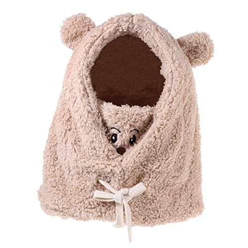 Plush Bear Hat for Women and Girls Cute Animal Design Warm Ear and Face Adorable Stuffed Animal Headwear for Cold Weather Fun Khaki
