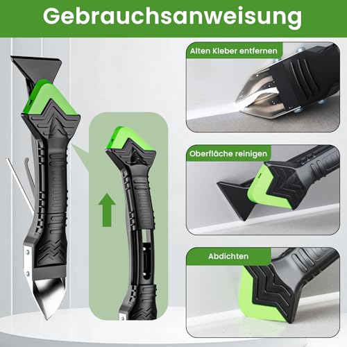 Sentoo Kartuschenpresse Set, Silikon-Kartuschenpistole und Werkzeug zum Entfernen von Dichtungsmasse, Fugenschaber für Badezimmer, Küche, Boden, Fenster, Spülbeckenfugen, Rahmen