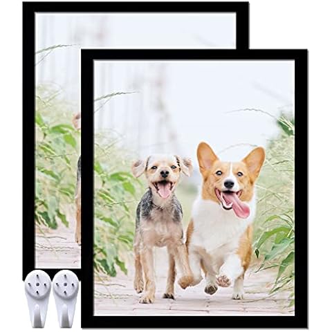 icariery 8x10 Picture Frame Set of 2, Black Photo Frames High Transparent Wall Gallery Desktop Horizontal Vertical for Canvas Collage Photo Poster Certificate 8 x 10 inches Cover