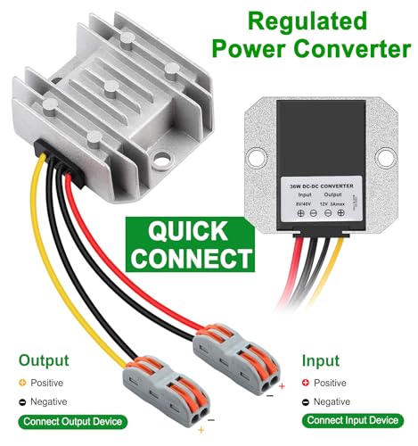 Image of EAGWELL DC 8-40v to 12v Converter 3A 36W Step Down Converter Voltage Reducer IP68 Waterproof Transformer for Golf Cart Truck Boat Vehicle