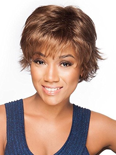 Voltage Avg Cap Wig Color SS29/20 SHADED STRAWBERRY BLONDE - Raquel Welch Wigs Short Textured Layers Wispy Bangs Synthetic Women's Memory Capless Flared Neckline