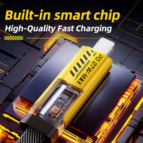 4-in-1 USB C câble avec affichage de puissance, 65W 3A Câble à charge multiple en Nylon plat avec Synchronisation de données,USB A/C à USB Port C/L compatible avec iPhone 17/16/15/MacBook/Tablet/Samsung S25 Téléphone & Encore, 2M
