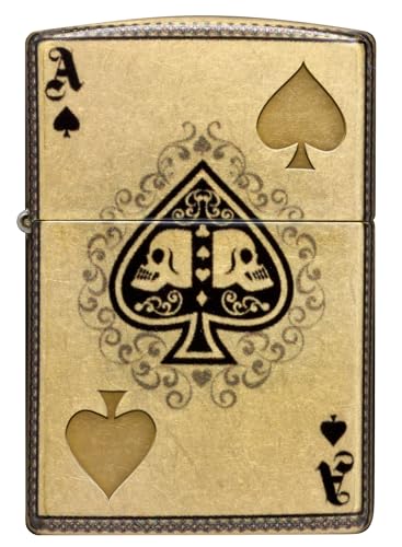 Image of Zippo Ace of Skulls Design 540 Tumbled Brass Pocket Lighter