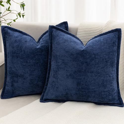 BAOLIZEGAO Navy Blue Decorative Throw Pillow Covers 18x18 Inch Set