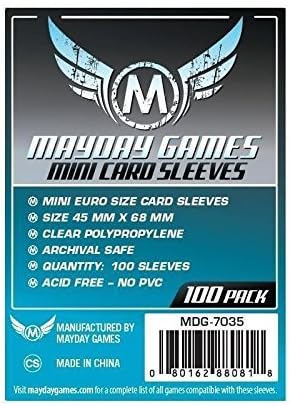 1.000 Mayday 45 x 68 Mini EU Small European Size Board Game Sleeves - 10 Packs by Mayday Games