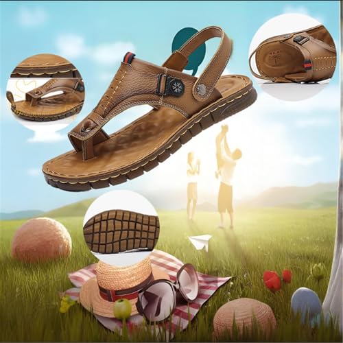 CLSQLXYJZC Orthopedic Closed Toe Sandals Shoes, Men's Summer Fashion Adjustable Arch Support Bunion Corrector Sandals, Open Toe Slip-On Big Beach Holiday Flip Flops, for Papa, Husband, Grandpa2