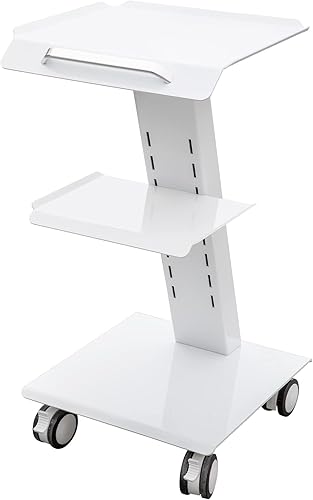 Miniatura 10 de VEVOR Carrito de laboratorio, carrito de laboratorio rodante con enchufe integrado, carrito de clínica rodante de 3 capas, ruedas giratorias