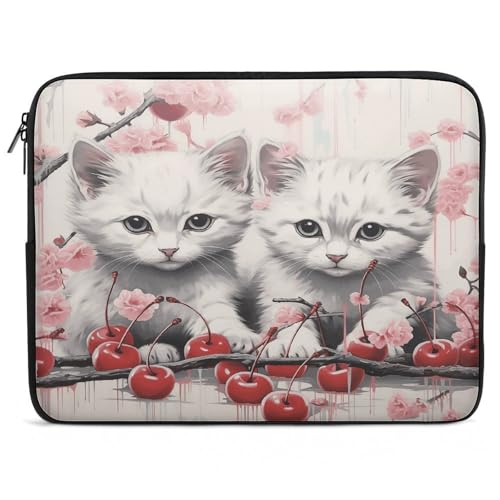 Funda para portátil de 17 pulgadas Cat And Cherry para proteger tu ordenador contra caídas y lluvia