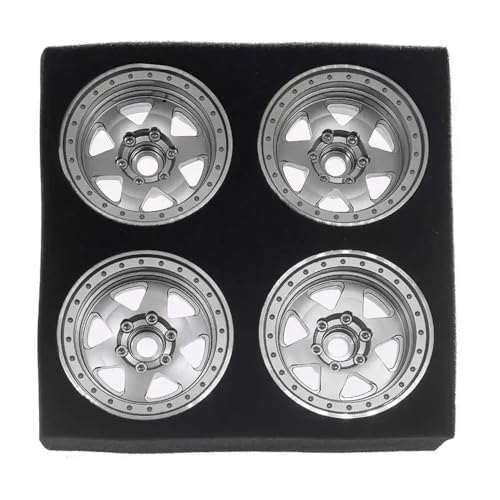 Métal de Roue de Roue Beadlock Rim 1.9 Pouce Offset -8mm Argent pour RC Crawler 90046 III