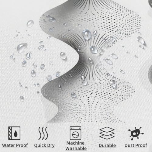 Rideau de douche anti-moisissure en polyester gris pour baignoire