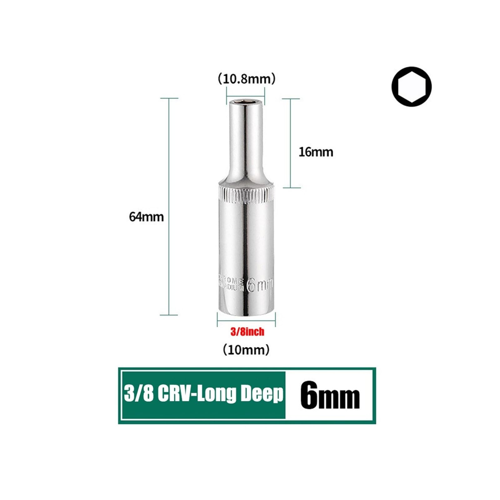 6-24mm 1 cm Drive Hex Long Deep Bussole testa chiave a 6 punti Set di