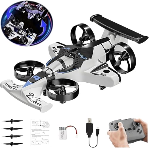 Image of 2-in-1 Flying Car & Stunt Drone - Mini Indoor Drone, 2 in 1 RC Quadcopter & Flying Car Toys, 2.4Ghz Remote Control 4WD Stunt 3 Speeds Adjustable, Birthday Xmas Gifts..