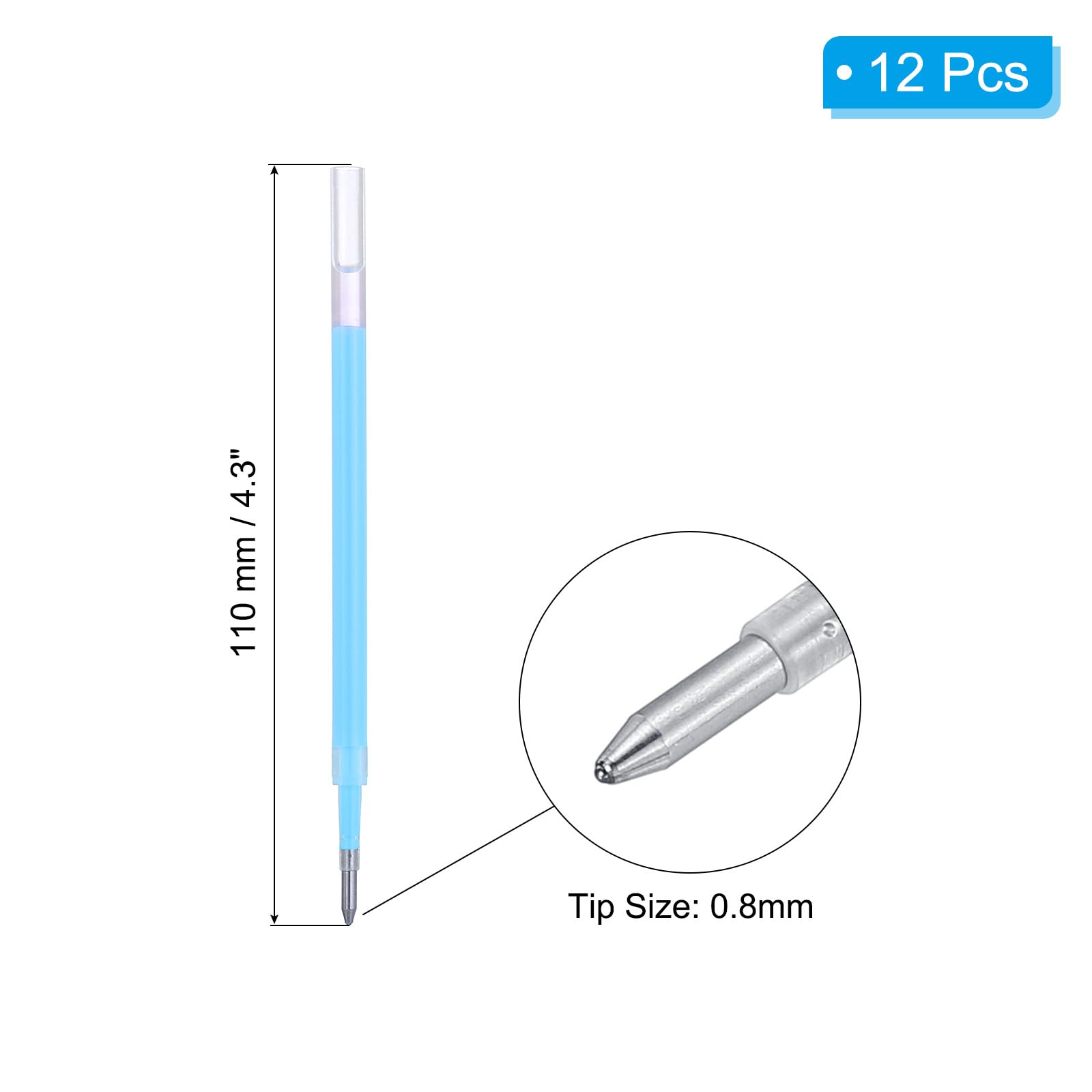 PATIKIL Gel Pen Refills, 12 Pcs 0.8mm Medium Point Blue Ink, Pack of 12 - Image 2