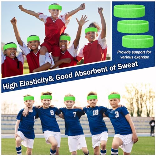 Image of Libima Kids Sweatbands Bulk Boys Headband for Sports Kids Cotton Terry Youth Sweatbands Elastic Sports Headbands Wicking Athletic Bands for Team Activity
