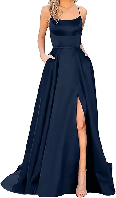 Elegant Satin A-Line Backless Long Prom Dress for Women