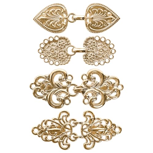 4-Piece Vintage Sweater Swirl Cape Cloak Clips for Dress Retro Cardigan Shawl Collar Clasp Dress Shirt Button Clips for Girl Women, Zinc