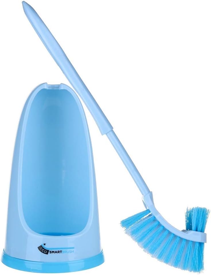 Toilet Brush and Holder Set for Bathfroom, Toliet Bowl Brush Cleaner Super Long Non-Scratch, 2 in 1 Toilet Brush with Under Rim Brush and Antislip Handle, Blue 17 inch