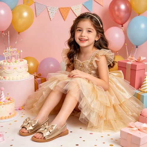 Image of Toddler Girls Sandals Little Girl Summer Flat Sandal Baby Open Toe Outdoor Beach Holiday Dress Shoes