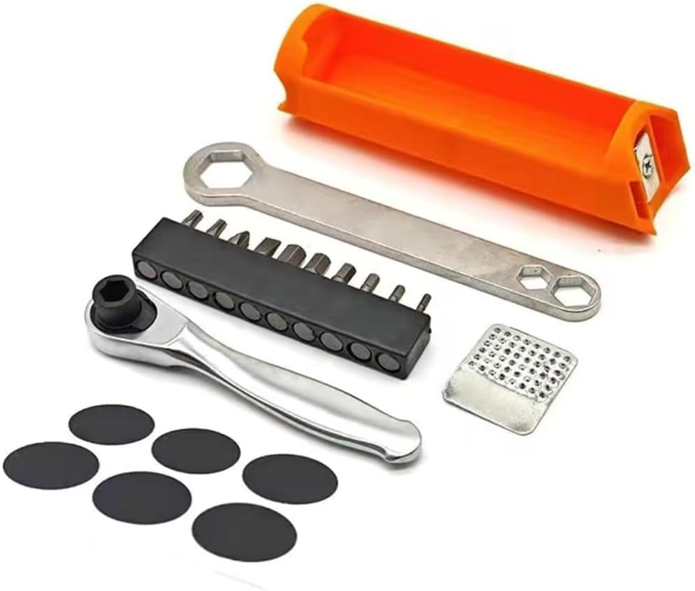 Metal Bike Repair Tool Features Internal Storage Bag And Magnetic Mounting For Quickly Access To Cycling Essential