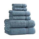 Superior Egyptian Cotton 6-Piece Towel Set, Bathroom Essentials, Towels For Bathroom, Apartment, Airbnb, Guest Bath, Face, Hand, Bath Towels, Washcloths, Absorbent, Fast Drying, Sapphire