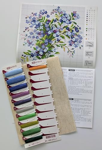 Image of RIOLIS - Forget Me Nots 1496, Floral Cross Stitch Kits 7,87 inch x7,87, Cross Stitch Kits for Beginners & Advanced, Crossstitching Kits Adult, Counted Stitching Kits, Flowers Embroidery Kit