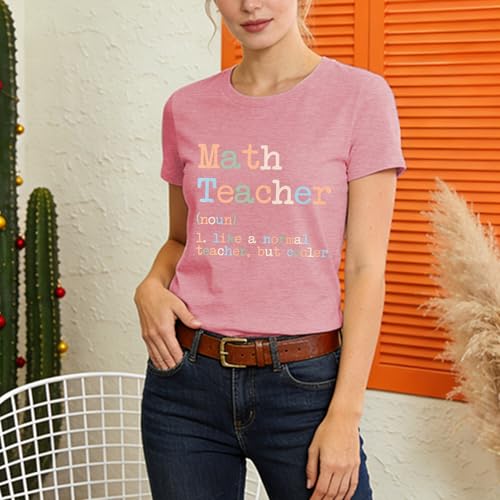 Image of Math Teacher Shirts for Women-Teaching Life Short Sleeves | Featuring inchMath Teacher (noun) Like a Normal Teacher But Cooler inch Design Great Gift for Math Lovers & Educators