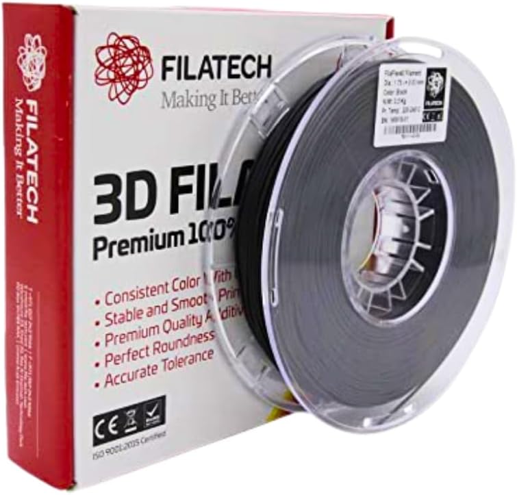 Filatech FilaFlexible 40 TPEE Based Ultra Resilience 3D Printer Filament, 1.75mm -/+0.03mm Accuracy Printing, 0.5kg Spool, Made in UAE - (Black)