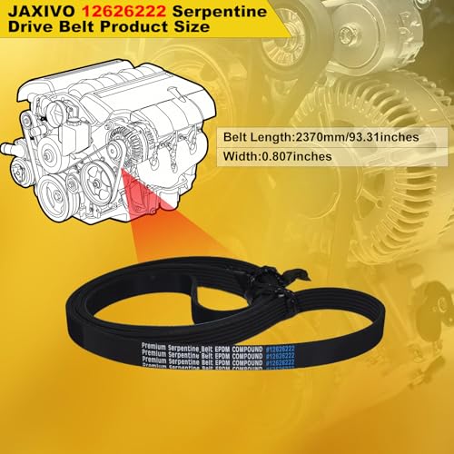 Image of 12626222 Serpentine Alternator Fan Belt 6-Rib 93.31 inch Length Fit for 07-14 Silverado Tahoe Suburban Express Avalanche,Sierra Yukon Savana,Escalade,Automotive Engine Water & P /S Pump Drive Belts