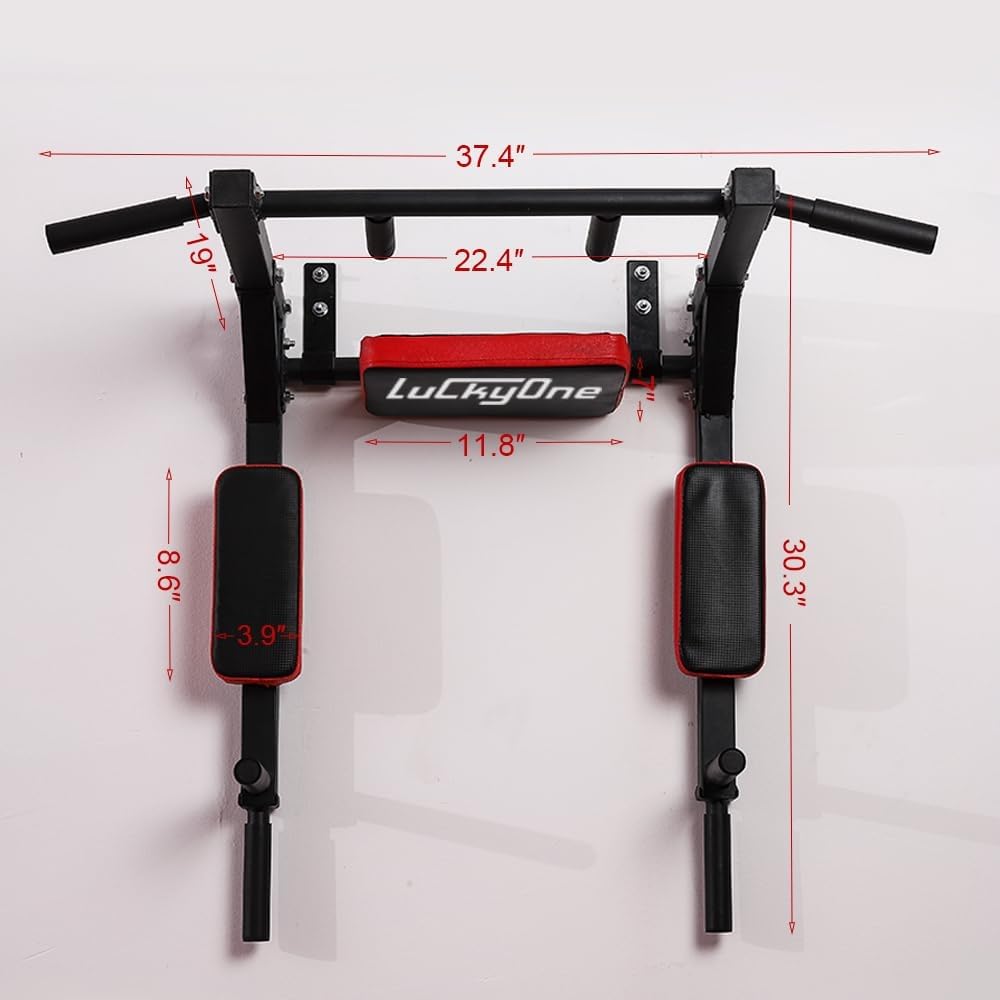 Luckyone Multifunktionale Klimmzugstange zur Wandmontage, Dip-Station für Heimstudio, Indoor-Training, unterstützt bis zu 200 kg