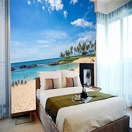EPZEY Taille Personnalisée 3D Beau Paysage De Plage Photo Papier Peint, Cascade Paysage Naturel Fond Mural, Décoration Stable Accrocheur Pour Canapé Fond Étagères Wall Art 400x280 cm – vue 4