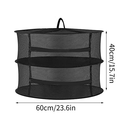 Athemeet Kruiden bewaren kruidendroger kruid drogen net hangen drogen mesh rek opvouwbaar met ritssluiting voor levensmiddelen kruiden fruit thee rokers 2 lagen zwart - Image 4