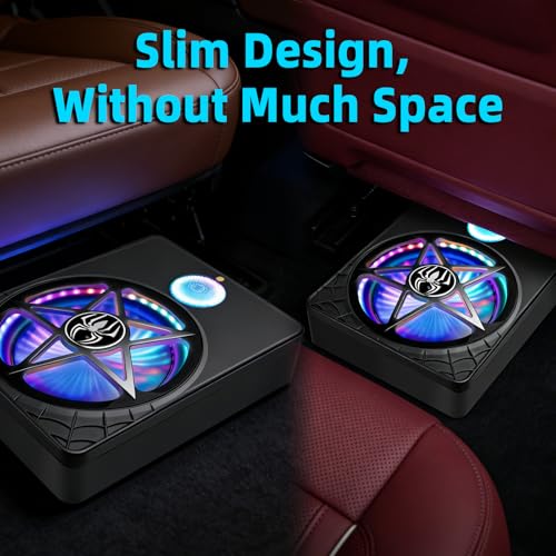 Image of 3000W Under Seat Subwoofer with Amp 10 inch Slim Powered Car Audio | 3-Way Full Range Sound with RGB Beat Sync LED, Bass Boost, Low Pass Filter, Plug & Play Design for Trucks SUVs and Cars