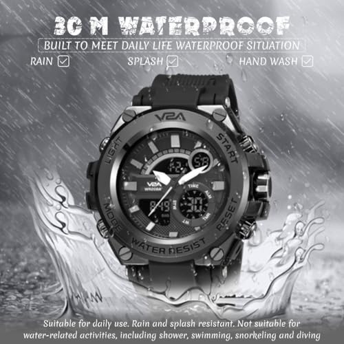V2A Stryke 1706A Black Chronograph Sports Watch Black-Gray - Image 6