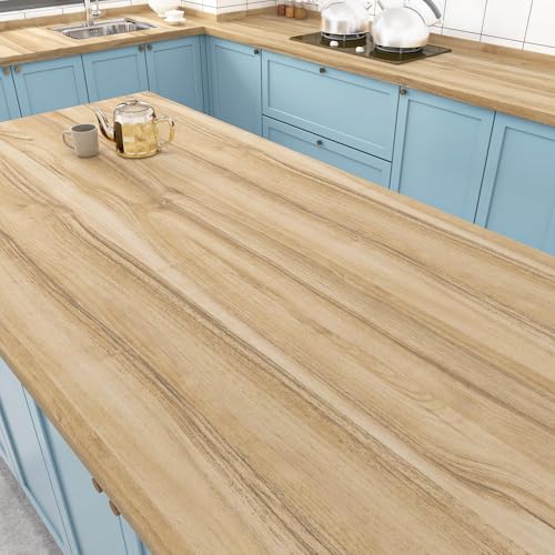 WESTICK - Papel de contacto de grano de madera clara, para despegar y pegar, impermeable, papel de vinilo de madera, autoadhesivo, para encimeras, armarios, cajones, mesas de...