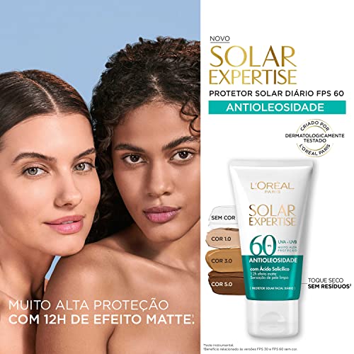 Protetor Solar Facial L'Oréal Paris Solar Expertise Antioleosidade Fps60 Cor 1.0 Clara 40G