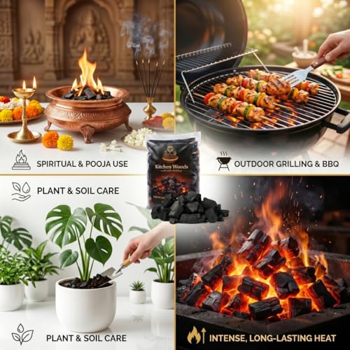 Image of Eco-Friendly Natural Wood Charcoal 1.2 KG | Long Burning Coal & Air Purifier Koyla for BBQ, Grilling, Cooking, Pooja, Dhoop, Havan & Gardening | Activated Charcoal for Indoor Plants