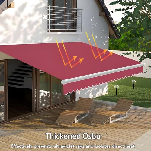 Tela de repuesto para toldo retráctil 2x1,5m impermeable roja anti UV 6