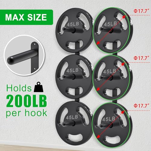 Image of Olympic Weight Plate Rack - Heavy-Duty Metal Weight Storage Stand for Olympic Weight Plates - Space-Efficient Home Gym Organizer (Black, Weight Plate Storage Rack)