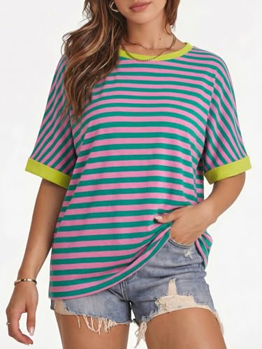 Image of ATHMILE Womens Oversized T Shirts Summer Tops Spring Casual Loose Fit Workout Short Sleeve 2026 Beach Vacation