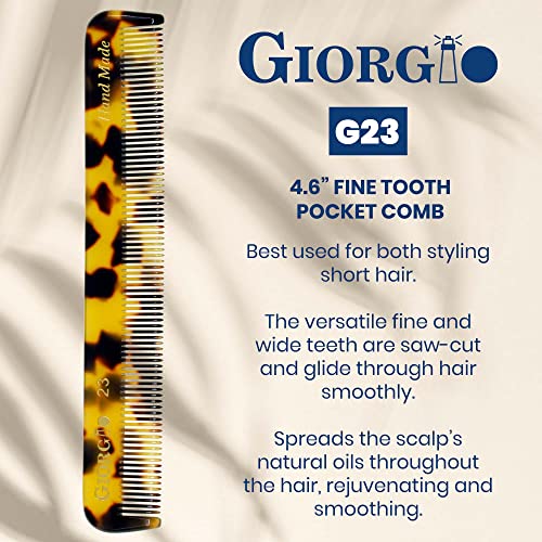 Giorgio G23 Handmade All Fine Tooth Pocket Comb For Men, Hair Comb Straightener For Everyday Grooming Styling Hair, Mustache And Beard For Men Women And Kids, Use Wet Or Dry, Saw Cut And Hand Polished #TOP1