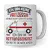 Tasse Rettungsdienst Sanitäterin, Rettungssanitäterin Kaffeebecher Notärztin Geschenk Frau Spruch, Krankenwagen Sanitäter Becher Geschenkidee