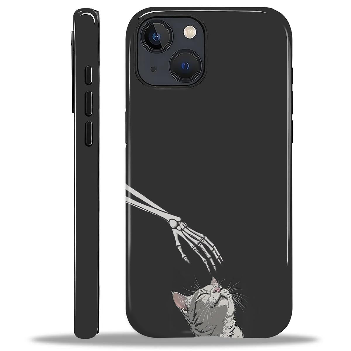 for iPhone 14 Plus Case for Women Girl Men Boy, Compatible with MagSafe, Shockproof Soft Silicone & Hard PC Shell Protective Case for iPhone 14 Plus - Skeleton Hand and Cat Skeleton Hand and Cat IPhone 14 Plus