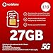 Vodafone Pay As You Go Plus SIM, 27GB Data, Unlimited UK Calls & Texts, 30 Days, 5G