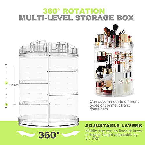 AMEITECH Make up Organizer, 360 Grad Drehende Justierbare Schmucksachen und Kosmetischer Ausstellungsstand, 8 Schichten… – Bild 4