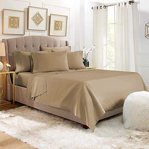 Image of YRM Bedding's Beige 600-TC Oraganic Cotton Single Flat Bedsheet King Size (102 inchx108 inch)