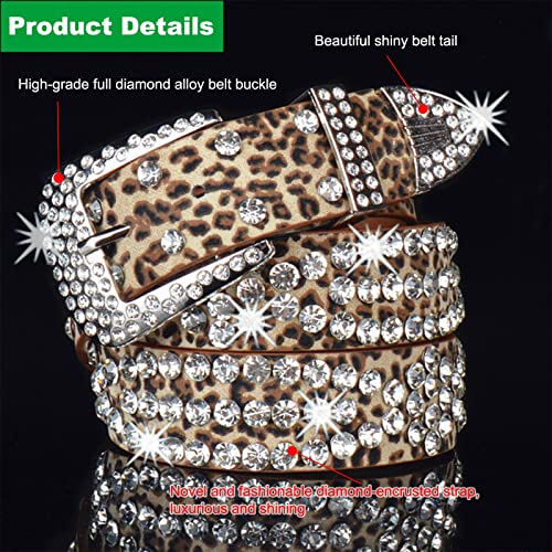 Rhinestone Studded Western Leather Belt for Women Vintage Cowgirl Bling Waist Belts for Jeans Dresses2
