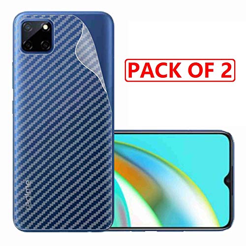 Image of Compatible with (Pack of 2) Oppo Realme C12 Back Screen Protective Film Carbon Fiber Skin Transparent Screen Guard Sticker