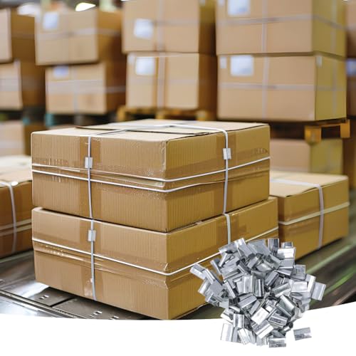 Offene Gezahnte Dichtungen für Verpackungsbänder, Metall-Umreifungsschnallen aus Verzinktem Stahl für Kunststoff-PET-Band, Schwere Lasten, Banding-Clips-Sets, 200 Stück