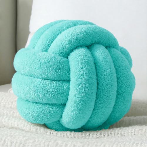 Onechionede Knot Pillow Ball Plush - Decorative Throw Pillows for Bed Relieve Stress Round Knot Cushion for Sofa Decor Pet Toy Teal 8 inch